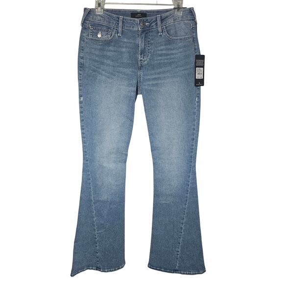 True Religion Joey Mid Rise Flap Pockets Flare Jeans Light Idyllic Wash Size 28 - Picture 4 of 10